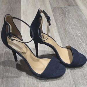 Michael Kors Navy Blue Suade Ankle Strap Heels